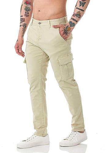 Red Bridge Herren Hose Cargo Chino Pants Basic Baumwolle Stone W29 L32 von Redbridge