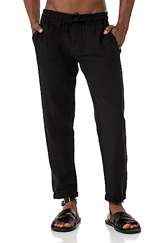 Red Bridge Herren Hose Leinenhose Freizeithose Knöchelhose Schwarz L von Redbridge