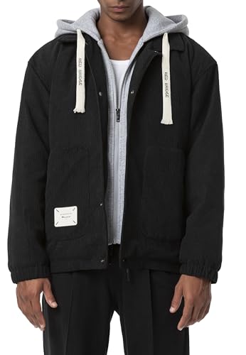 Red Bridge Herren Jacke Cord mit Kapuze doppelten Verschluss Schwarz L von Redbridge