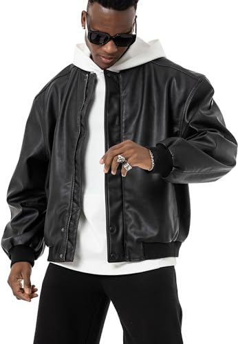 Lederjacke im Bomberjackenstil Kunstleder Oversized Schwarz XXL Lederjacke im Bomberjackenstil Kunstleder Oversized Schwarz XXL von Redbridge