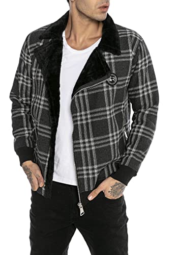 Redbridge Herren Jacke Übergangsjacke Kariert mit Pelzimitat Schwarz XL von Redbridge