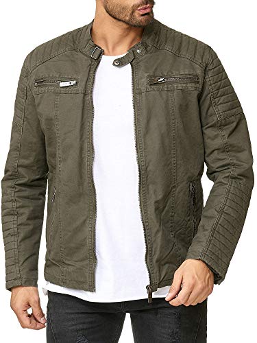 Redbridge Robuste Bikerjacke mit Reißverschluss und Stehkragen – Lässige Übergangsjacke Dunkelkhaki 3XL von Redbridge