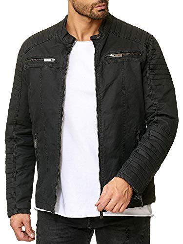 Redbridge Robuste Bikerjacke mit Reißverschluss und Stehkragen – Lässige Übergangsjacke Schwarz 3XL von Redbridge