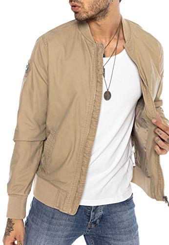 Redbridge Herren Jacke Übergangsjacke Bomberjacke Collegejacke Basic Beige L von Redbridge