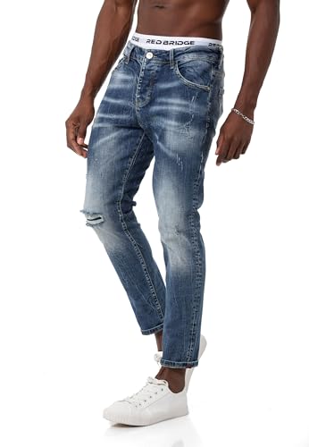 Red Bridge Herren Jeans Hose Denim Pants Destroyed-Look Blau-W32-L32 von Redbridge