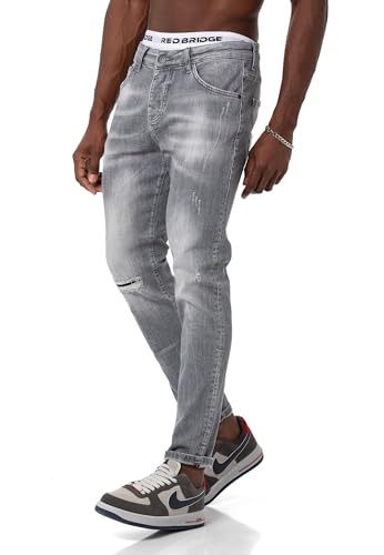 Redbridge Herren Jeans Hose Denim Pants Destroyed-Look Grau-W40-L34 von Redbridge