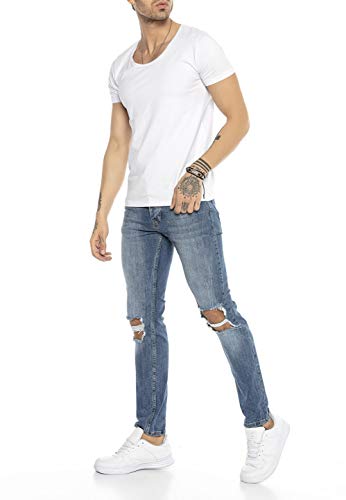 Redbridge Herren Jeans Hose Destroyed Wrecked Knee Blau W36 L34 von Redbridge