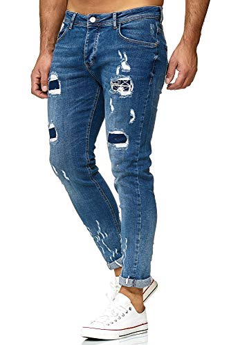 Red Bridge Herren Jeans Hose Regular-Fit Ripped Frayed Destroyed Blau W31 L32 von Redbridge