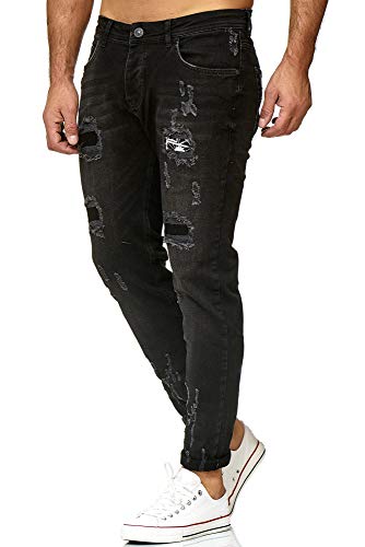 Red Bridge Herren Jeans Hose Regular-Fit Ripped Frayed Destroyed Schwarz W29 L32 von Redbridge