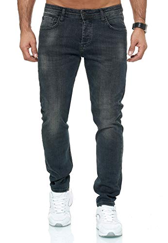 Red Bridge Herren Jeans Hose Slim-Fit Regular Distressed Faded Shiny W34 L30 M4248 - Black von Redbridge