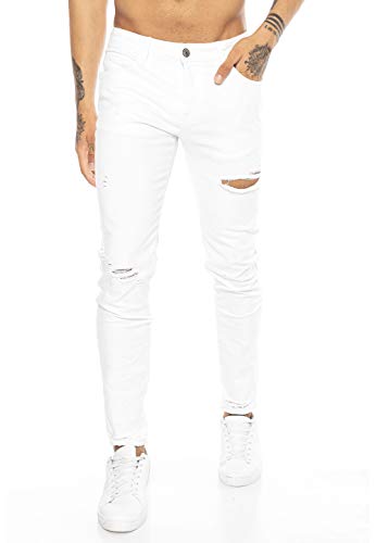 Redbridge Herren Jeans Hose Slim-Fit Röhrenjeans Denim Destroyed M4235 Weiß W32L32 von Redbridge