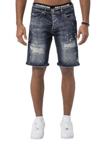 Red Bridge Herren Jeans Shorts Kurze Hose Denim Distressed Basic Blau W32 von Redbridge