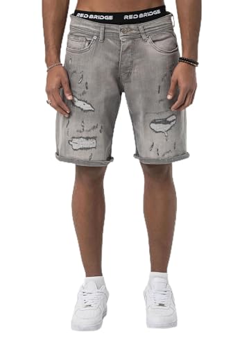 Red Bridge Herren Jeans Shorts Kurze Hose Denim Distressed Basic Grau W33 von Redbridge