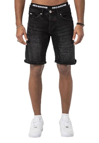 Red Bridge Herren Jeans Shorts Kurze Hose Denim Distressed Basic Schwarz W31 von Redbridge