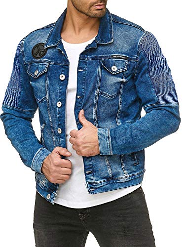 Red Bridge Herren Jeansjacke Biker Style Jeans Jacket Blue Denim Jacke Blau M6058 Jeans-Denim Gr L von Redbridge