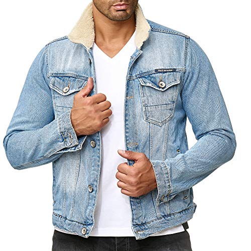 Red Bridge Herren Jeansjacke Trucker Sherpa Jacke Übergangsjacke Denim Blau Blau S von Redbridge