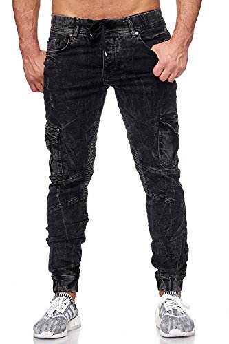 Red Bridge Herren Jogger Denim Jeanshose Cargo Hose Narrow Leg Jeans Schwarz W29 L32 von Redbridge