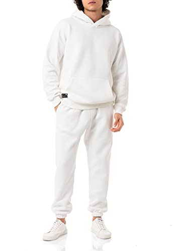 Red Bridge Herren Jogginganzug Sweat Suit Set Hoodie Hose Premium Loose-Fit Ecru M von Redbridge