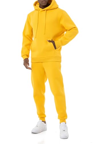 Redbridge Stylischer Herren Jogginganzug Set Kapuzenpullover und Jogginghose Premium Sweat Anzug Loose Fit Gelb XXL von Redbridge