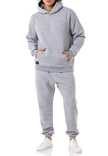 Redbridge Herren Jogginganzug Sweat Suit Set Hoodie Hose Premium Loose-Fit Grau XL von Redbridge