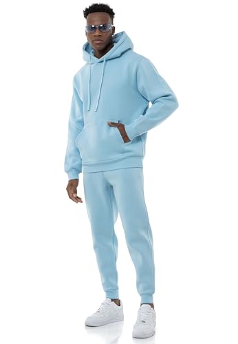 Red Bridge Herren Jogginganzug Sweat Suit Set Hoodie Hose Premium Loose-Fit Hellblau L von Redbridge