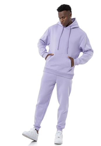 Red Bridge Herren Jogginganzug Sweat Suit Set Hoodie Hose Premium Loose-Fit Lilac M von Redbridge