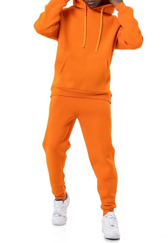 Redbridge Stylischer Herren Jogginganzug Set Kapuzenpullover und Jogginghose Premium Sweat Anzug Loose Fit Orange XXL von Redbridge