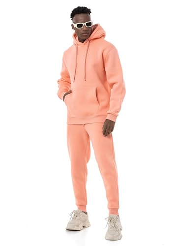 Red Bridge Herren Jogginganzug Sweat Suit Set Hoodie Hose Premium Loose-Fit Rosa L von Redbridge