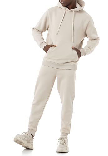 Redbridge Stylischer Herren Jogginganzug Set Kapuzenpullover und Jogginghose Premium Sweat Anzug Loose Fit Stone XXL von Redbridge