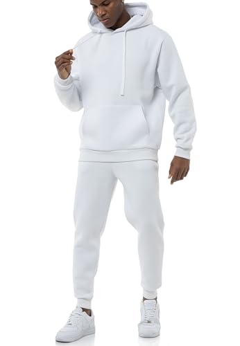Redbridge Stylischer Herren Jogginganzug Set Kapuzenpullover und Jogginghose Premium Sweat Anzug Loose Fit Weiss XL von Redbridge