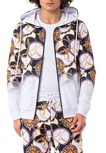 Redbridge Kapuzenjacke mit auffälligem Print Stylische Sweatjacke mit Reißverschluss für Freizeit und Streetwear Weiß XXL von Redbridge