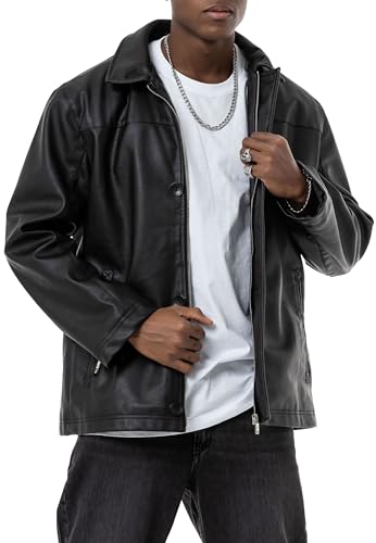 OVERSIZED Lederjacke – Groß ausfallende Bikerjacke aus Kunstleder Schwarz S von Redbridge