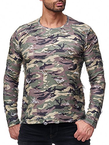 Red Bridge Herren Longsleeve Destroyed Army Camouflage Langarm Shirt Pullover von Redbridge