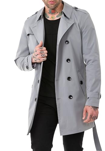 Red Bridge Herren Mantel Trenchcoat Jacke Übergangsjacke Light Version Grau S von Redbridge