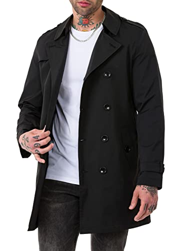 Red Bridge Herren Mantel Trenchcoat Jacke Übergangsjacke Light Version Schwarz XXL von Redbridge