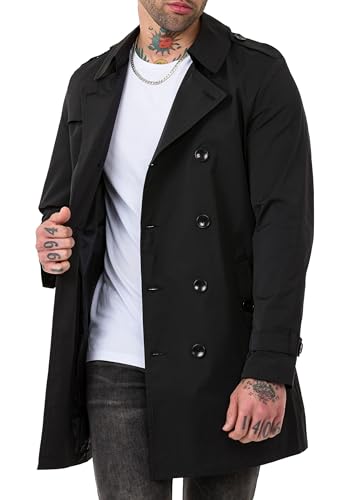 Red Bridge Herren Mantel Trenchcoat Jacke Übergangsjacke gefüttert Heavy Version Schwarz L von Redbridge