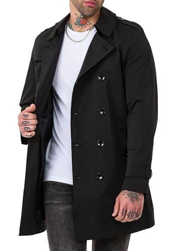 Redbridge Mantel Trenchcoat doppelreihig Jacke Übergangsjacke gefüttert Schwarz XL von Redbridge