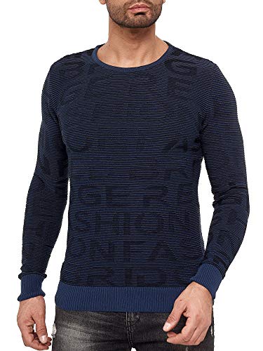 Red Bridge Herren Pullover Strickpullover 3D Structure Kontrast Dunkelblau Gr XL von Redbridge