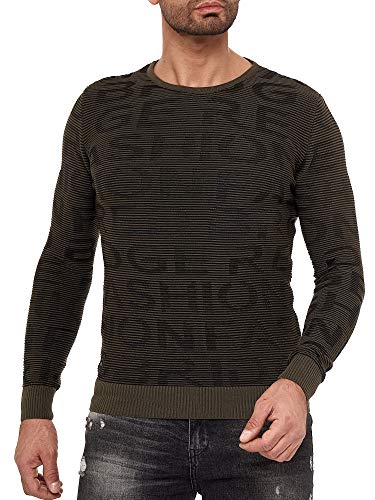 Red Bridge Herren Pullover Strickpullover 3D Structure Kontrast Schwarz-Grün Gr L von Redbridge