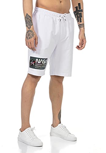 Red Bridge Herren Shorts Kurze Hose Sweat Pants Jogginghose Metallic NASA Logo USA Weiß XL von Redbridge