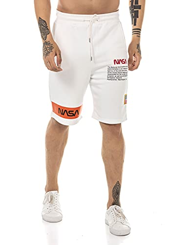 Red Bridge Herren Shorts Kurze Hose Sweat Pants Jogginghose NASA Logo USA Creme M von Redbridge