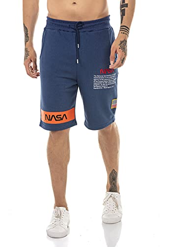 Red Bridge Herren Shorts Kurze Hose Sweat Pants Jogginghose NASA Logo USA Indigo L von Redbridge