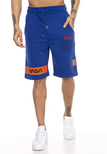 Red Bridge Herren Shorts Kurze Hose Sweat Pants Jogginghose NASA Logo USA Blau L von Redbridge