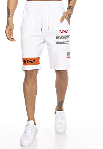 Red Bridge Herren Shorts Kurze Hose Sweat Pants Jogginghose NASA Logo USA Weiß S von Redbridge