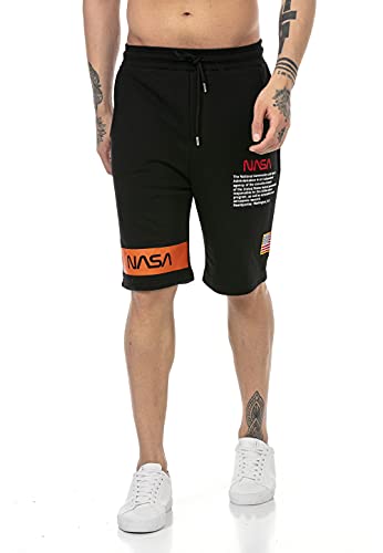 Red Bridge Herren Shorts Kurze Hose Sweat Pants Jogginghose NASA Logo USA Schwarz L von Redbridge