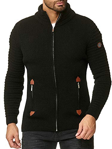 Redbridge Herren Strickjacke Cardigan mit Stehkragen Basic Luxury Schwarz S von Redbridge