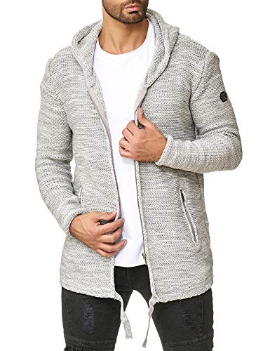 Redbridge Herren Strickjacke Stickpullover Cardigan mit Kapuze Rough Grau S von Redbridge