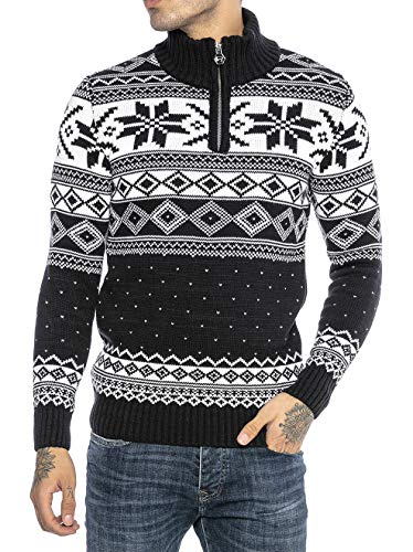 Red Bridge Herren Strickpullover Norweger Pullover Stehkragen Navyblau M von Redbridge