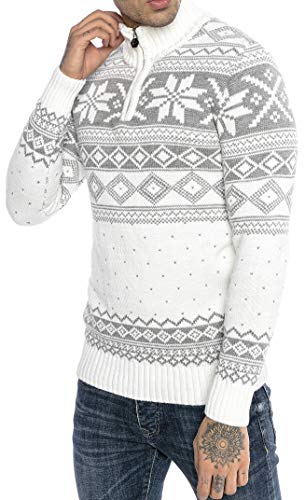 Red Bridge Herren Strickpullover Norweger Pullover Stehkragen Weiß XXL von Redbridge