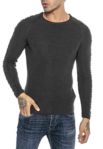 Red Bridge Herren Strickpullover Pullover Slim-Fit Cross Lines Anthrazit XXL von Redbridge